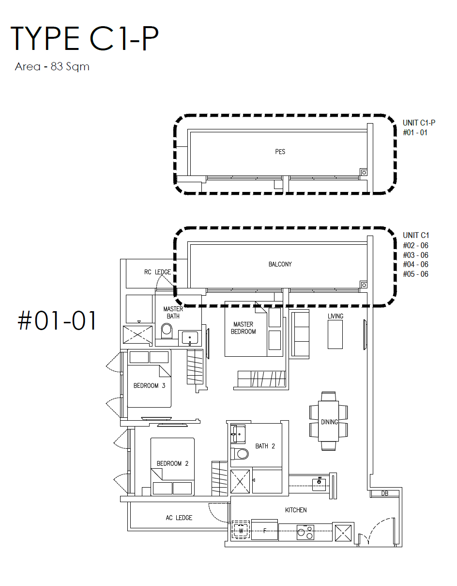 Mattar Residences 1 Bedroom Floor Plan 7